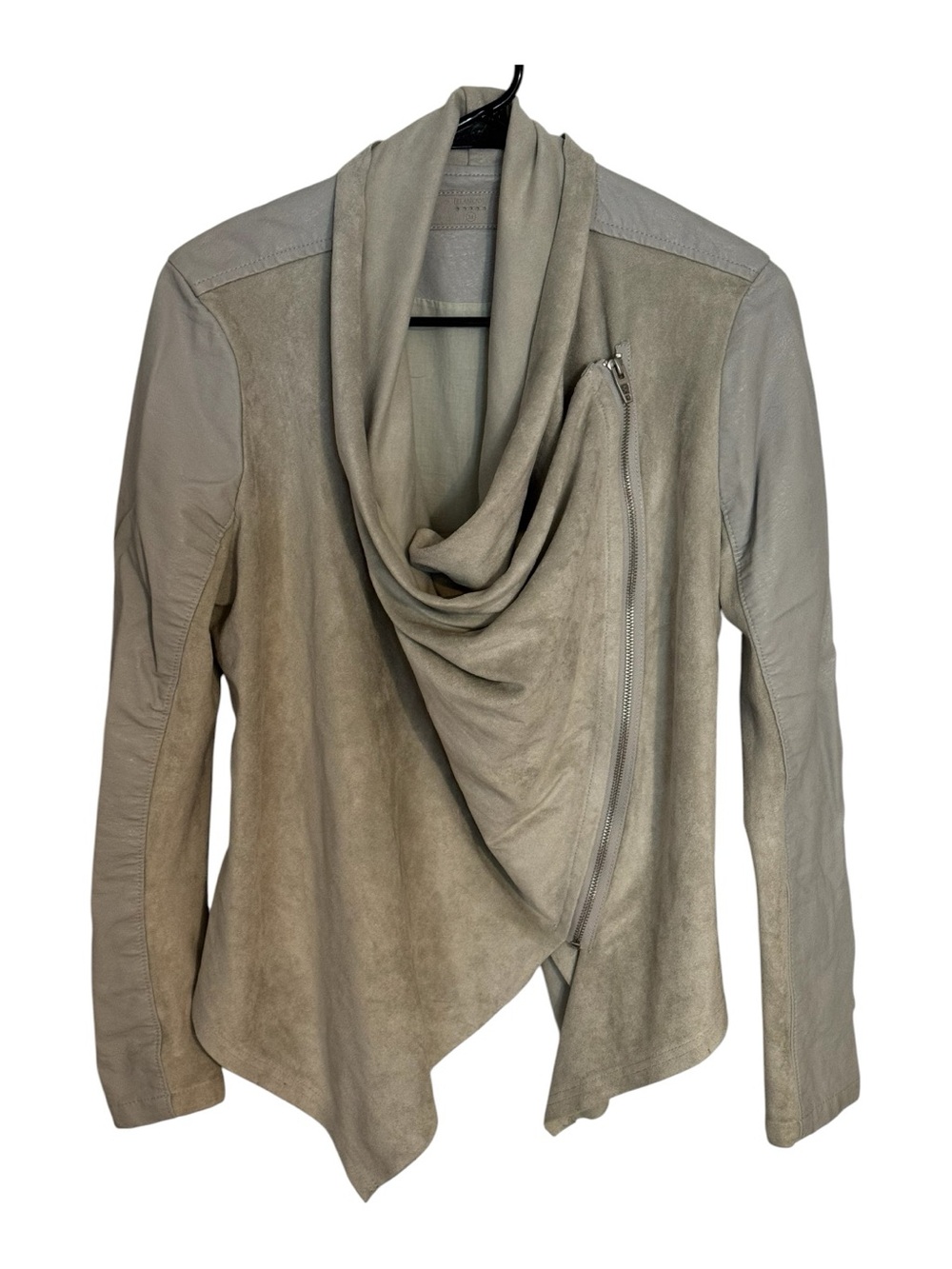 BLANK NYC Jacket Gray Faux Leather & Suede Asymmetrical Moto Side Zip Womens Med